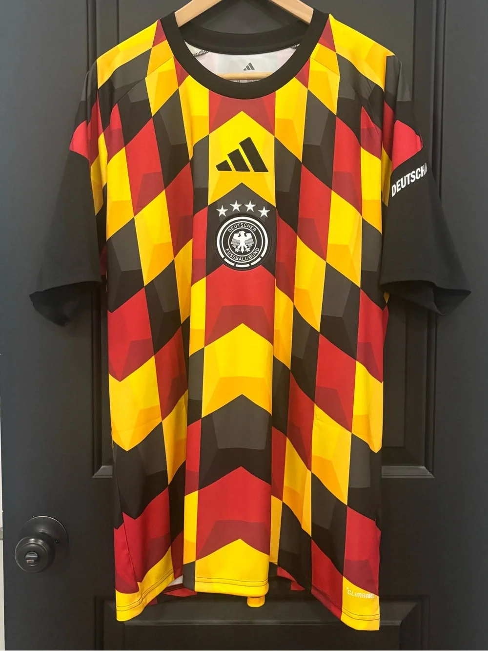 adidas Germany Geo-Pattern Soccer Jersey - Yellow/Red/Black